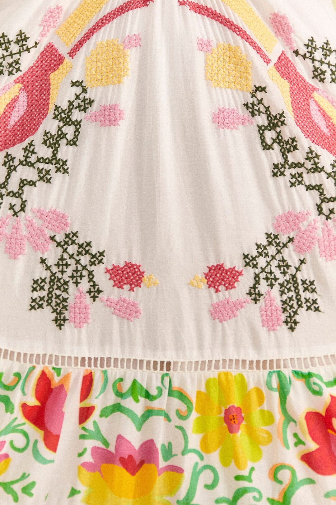 ミックスフローラル刺繍ドレス
