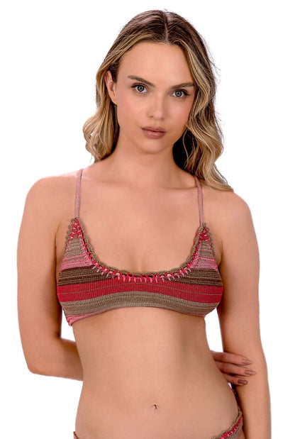 ニットボーダークロシェショルダー