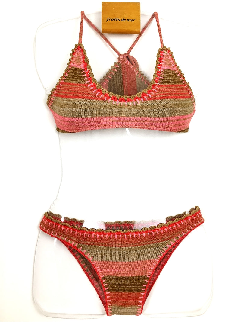 ニットボーダークロシェショルダー