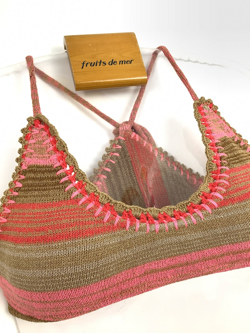 ニットボーダークロシェショルダー