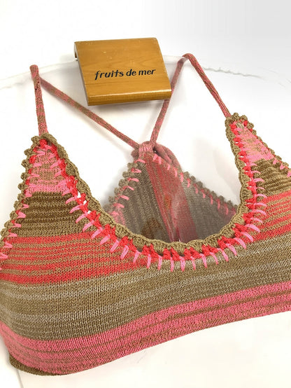 ニットボーダークロシェショルダー