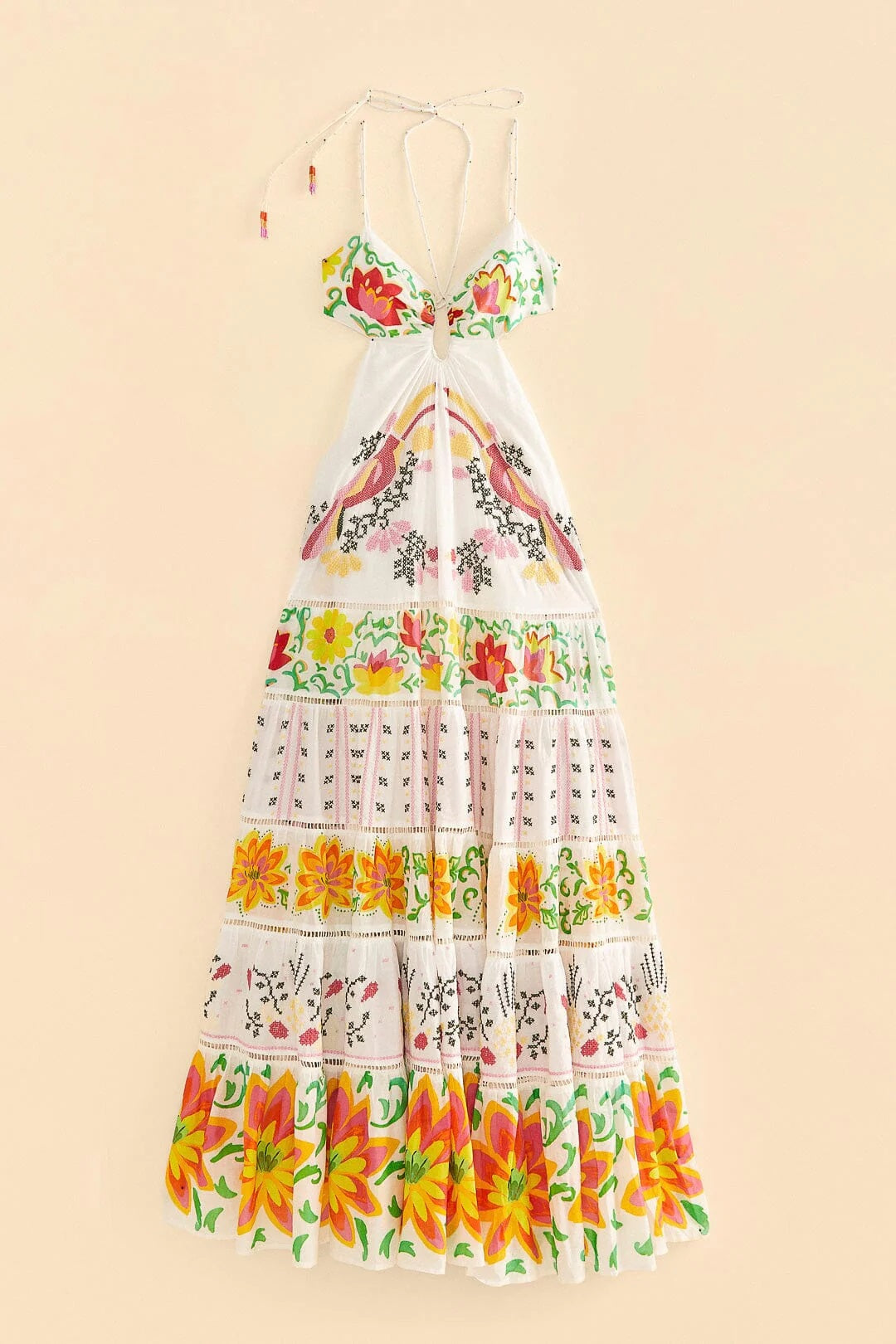 ミックスフローラル刺繍ドレス